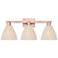 Natural Ballston Dome 26"W 3 Light Copper Bath Light With Fiber Shade