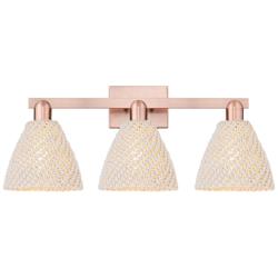 Natural Ballston Dome 26"W 3 Light Copper Bath Light With Fiber Shade
