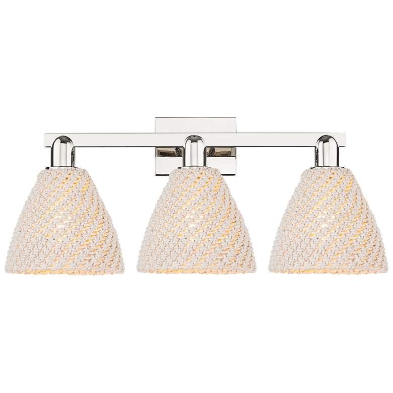 Image 1 Natural Ballston Dome 26"W 3 Light Nickel Bath Light w/ Fiber Shade