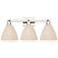 Natural Ballston Dome 26"W 3 Light Nickel Bath Light w/ Fiber Shade