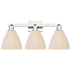 Natural Ballston Dome 26"W 3 Light Nickel Bath Light w/ Fiber Shade