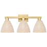1_Natural Ballston Dome 26"W 3 Light Satin Gold Bath Light w/ Fiber Shade