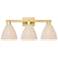 Natural Ballston Dome 26"W 3 Light Satin Gold Bath Light w/ Fiber Shade