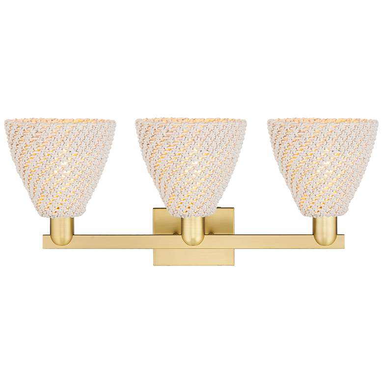 Image 2 Natural Ballston Dome 26"W 3 Light Satin Gold Bath Light w/ Fiber Shade more views
