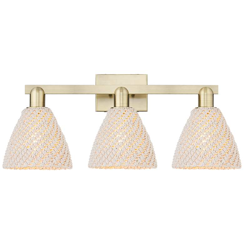 Image 1 Natural Ballston Dome 26"W 3-Lt Antique Brass Bath-Lt w/ Fiber Shade