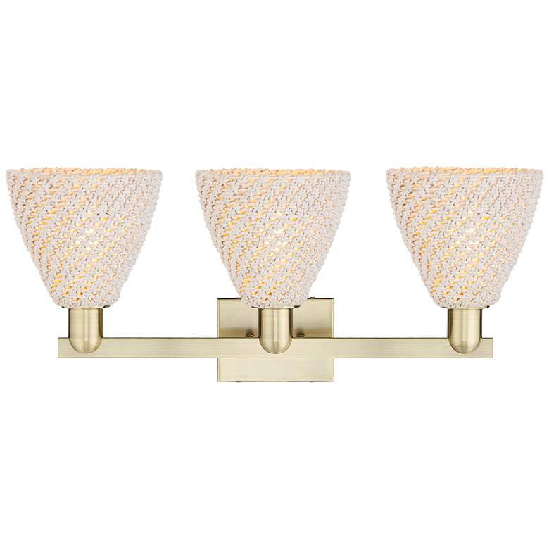 Image 2 Natural Ballston Dome 26"W 3-Lt Antique Brass Bath-Lt w/ Fiber Shade more views
