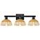 Natural Ballston Dome 26"W 3-Lt Black Bath-Lt w/ Basketweave Shade