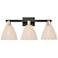 Natural Ballston Dome 26"W 3-Lt Black Brass Bath-Lt w/ Fiber Shade