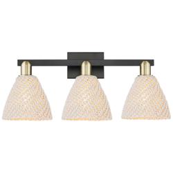 Natural Ballston Dome 26"W 3-Lt Black Brass Bath-Lt w/ Fiber Shade