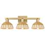 Natural Ballston Dome 26"W 3-Lt Brass Bath-Lt w/ Basketweave Shade