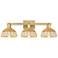 Natural Ballston Dome 26"W 3-Lt Brass Bath-Lt w/ Basketweave Shade