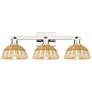 Natural Ballston Dome 26"W 3-Lt Nickel Bath-Lt w/ Basketweave Shade