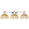 Natural Ballston Dome 26"W 3-Lt Nickel Bath-Lt w/ Basketweave Shade