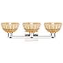 Natural Ballston Dome 26"W 3-Lt Nickel Bath-Lt w/ Basketweave Shade