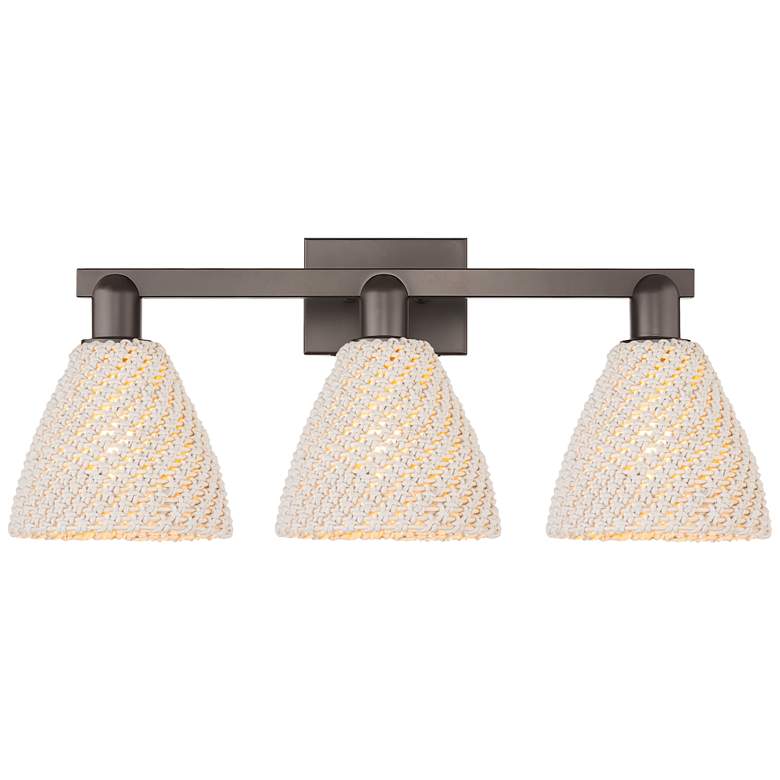 Image 1 Natural Ballston Dome 26"W 3-Lt Oil Rubbed Bronze Bath-Lt w/ Fiber Shade