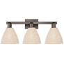 1_Natural Ballston Dome 26"W 3-Lt Oil Rubbed Bronze Bath-Lt w/ Fiber Shade