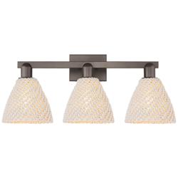 Natural Ballston Dome 26"W 3-Lt Oil Rubbed Bronze Bath-Lt w/ Fiber Shade