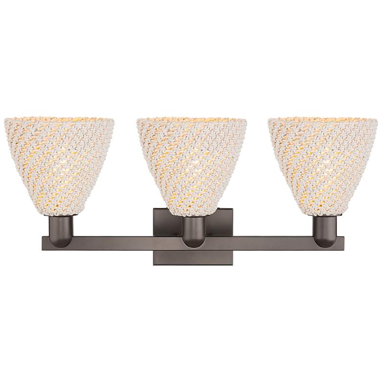 Image 2 Natural Ballston Dome 26"W 3-Lt Oil Rubbed Bronze Bath-Lt w/ Fiber Shade more views