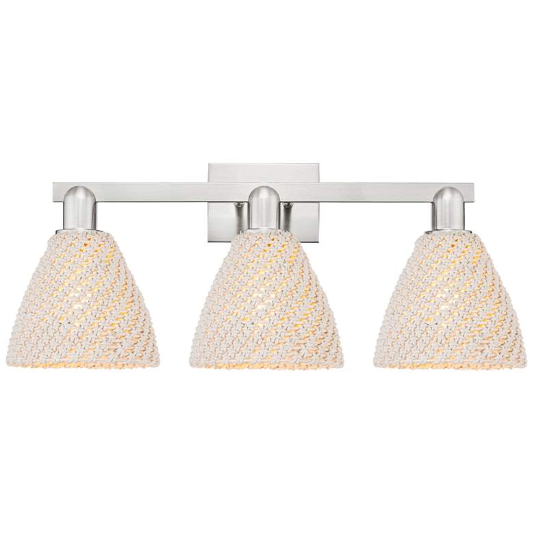 Image 1 Natural Ballston Dome 26"W 3-Lt Satin Nickel Bath-Lt w/ Fiber Shade