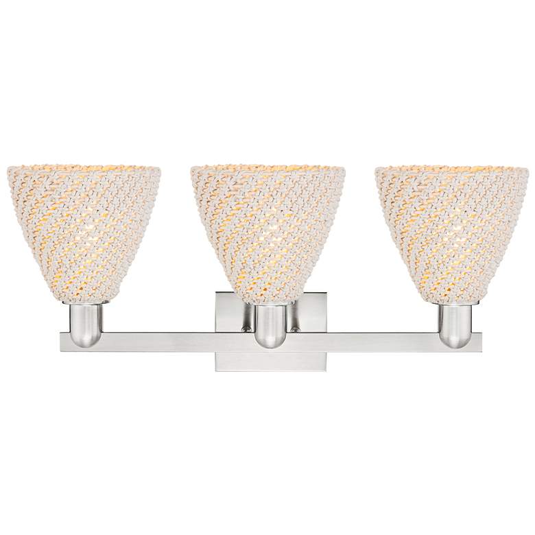 Image 2 Natural Ballston Dome 26"W 3-Lt Satin Nickel Bath-Lt w/ Fiber Shade more views