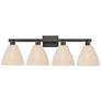 1_Natural Ballston Dome 36"W 4 Light Black Bath Light w/ Fiber Shade