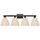 Natural Ballston Dome 36"W 4 Light Black Bath Light w/ Fiber Shade