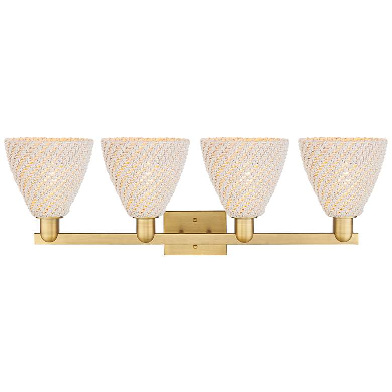 Image 2 Natural Ballston Dome 36"W 4 Light Brass Bath Light w/ Fiber Shade more views