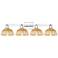 Natural Ballston Dome 36"W 4 Light Chrome Bath Light w/ Fiber Shade