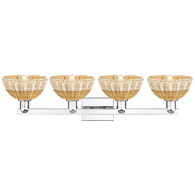 Image 2 Natural Ballston Dome 36"W 4 Light Chrome Bath Light w/ Fiber Shade more views
