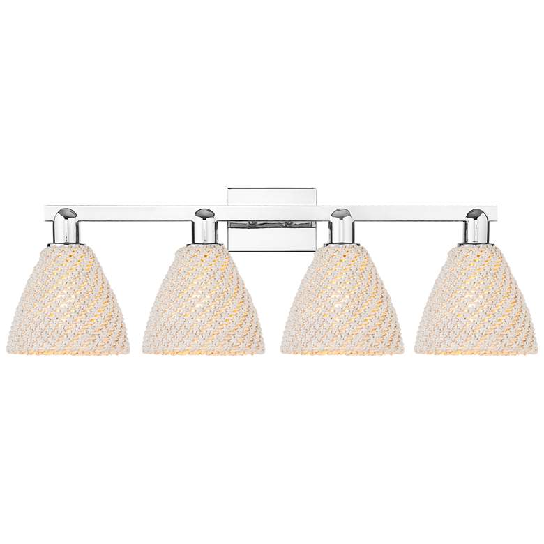 Image 1 Natural Ballston Dome 36"W 4 Light Chrome Bath Light With Fiber Shade