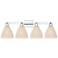 Natural Ballston Dome 36"W 4 Light Chrome Bath Light With Fiber Shade
