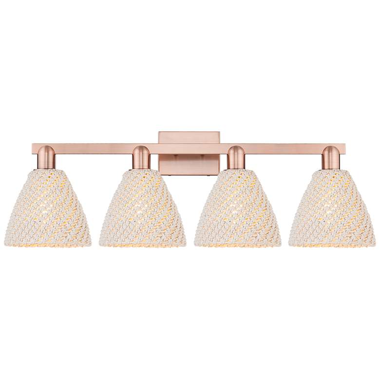 Image 1 Natural Ballston Dome 36"W 4 Light Copper Bath Light With Fiber Shade