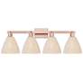 1_Natural Ballston Dome 36"W 4 Light Copper Bath Light With Fiber Shade