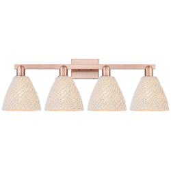 Natural Ballston Dome 36"W 4 Light Copper Bath Light With Fiber Shade