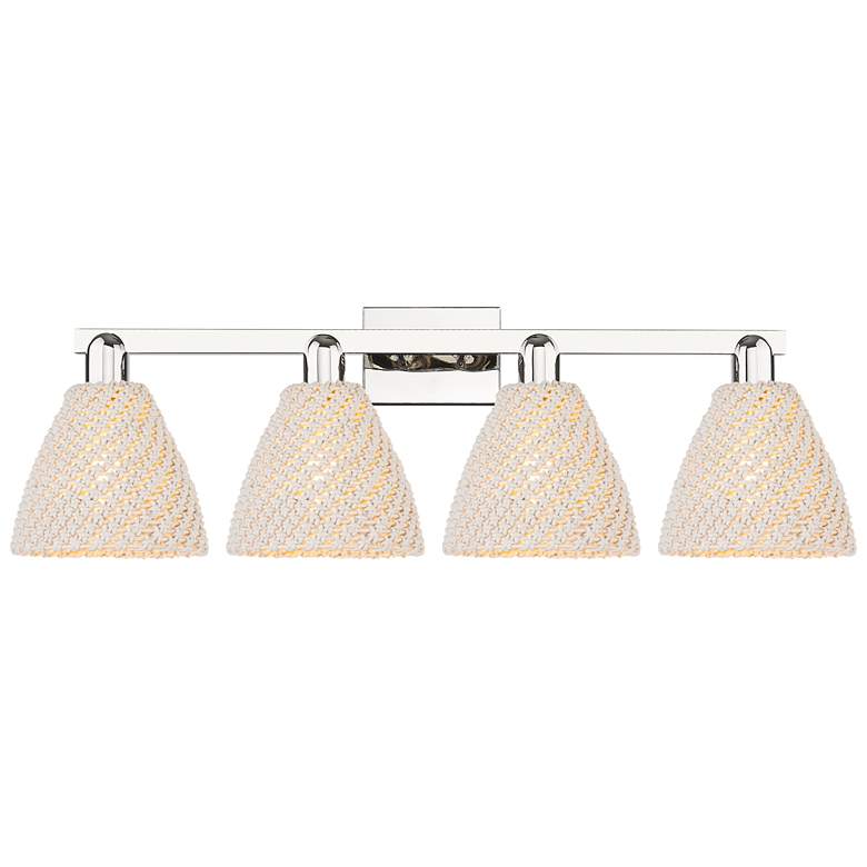Image 1 Natural Ballston Dome 36"W 4 Light Nickel Bath Light w/ Fiber Shade