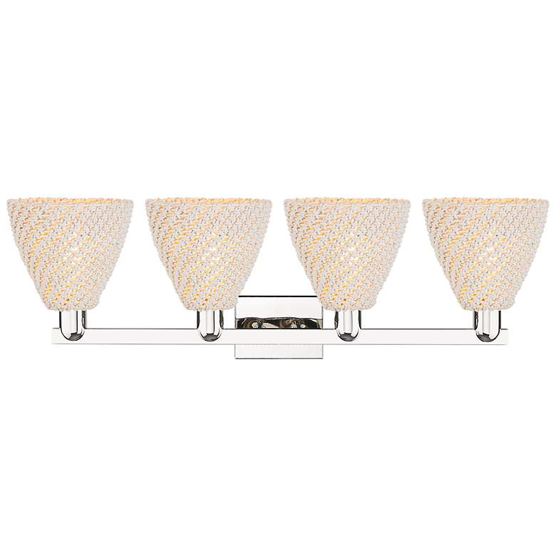 Image 2 Natural Ballston Dome 36"W 4 Light Nickel Bath Light w/ Fiber Shade more views