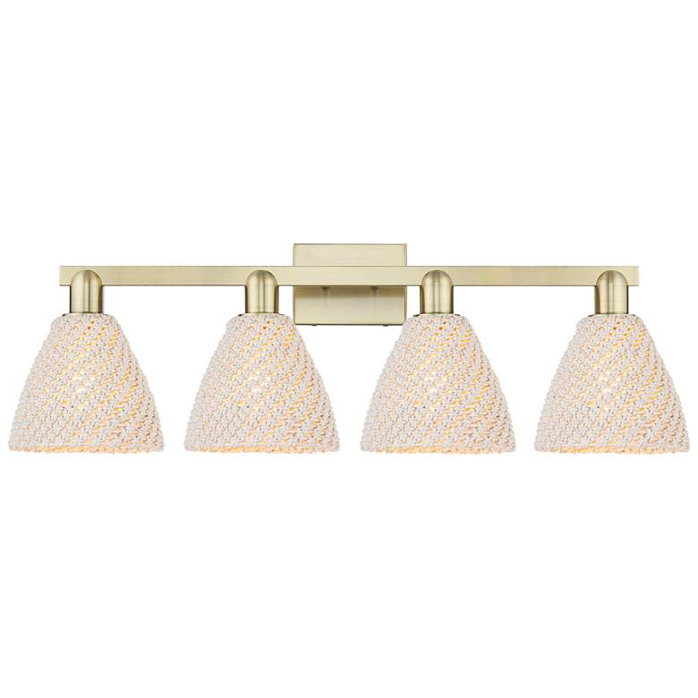 Image 1 Natural Ballston Dome 36"W 4-Lt Antique Brass Bath-Lt w/ Fiber Shade