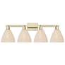 1_Natural Ballston Dome 36"W 4-Lt Antique Brass Bath-Lt w/ Fiber Shade