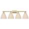 Natural Ballston Dome 36"W 4-Lt Antique Brass Bath-Lt w/ Fiber Shade