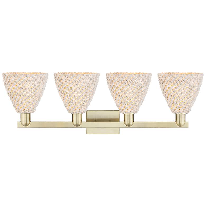 Image 2 Natural Ballston Dome 36"W 4-Lt Antique Brass Bath-Lt w/ Fiber Shade more views