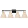 1_Natural Ballston Dome 36"W 4-Lt Black Brass Bath-Lt w/ Fiber Shade