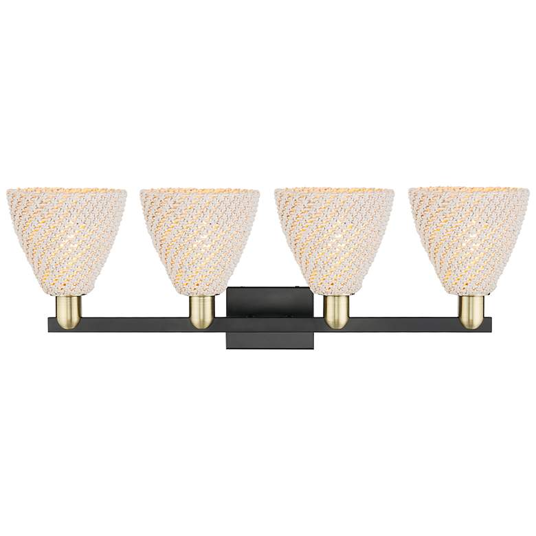 Image 2 Natural Ballston Dome 36"W 4-Lt Black Brass Bath-Lt w/ Fiber Shade more views
