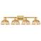 Natural Ballston Dome 36"W 4-Lt Brass Bath-Lt w/ Basketweave Shade