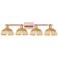 Natural Ballston Dome 36"W 4-Lt Copper Bath-Lt w/ Basketweave Shade