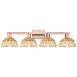 Natural Ballston Dome 36"W 4-Lt Copper Bath-Lt w/ Basketweave Shade