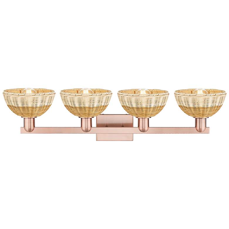 Image 2 Natural Ballston Dome 36"W 4-Lt Copper Bath-Lt w/ Basketweave Shade more views