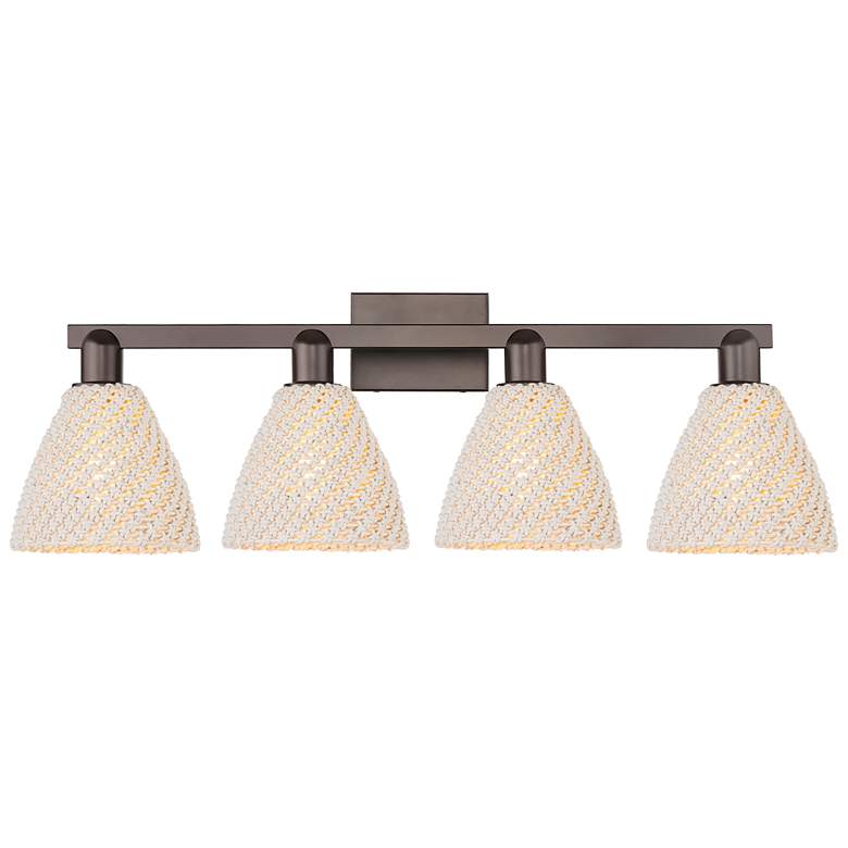 Image 1 Natural Ballston Dome 36"W 4-Lt Oil Rubbed Bronze Bath-Lt w/ Fiber Shade