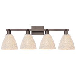Natural Ballston Dome 36"W 4-Lt Oil Rubbed Bronze Bath-Lt w/ Fiber Shade