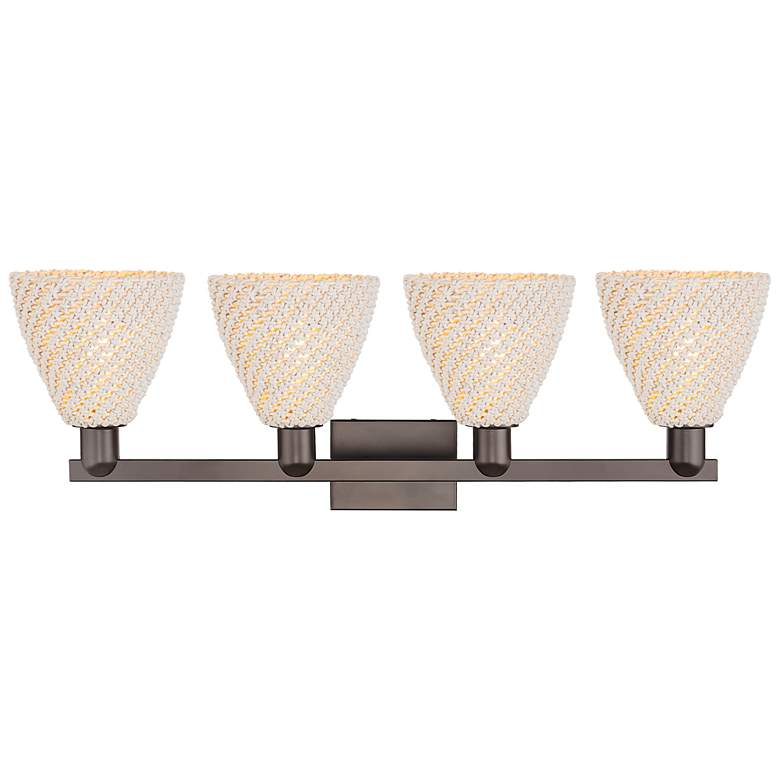 Image 2 Natural Ballston Dome 36"W 4-Lt Oil Rubbed Bronze Bath-Lt w/ Fiber Shade more views