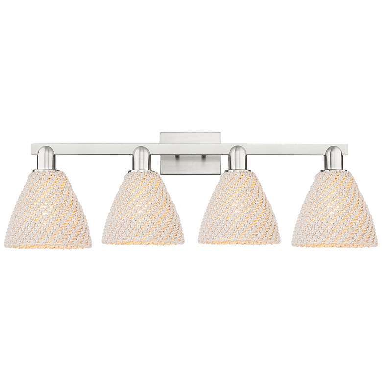 Image 1 Natural Ballston Dome 36"W 4-Lt Satin Nickel Bath-Lt w/ Fiber Shade